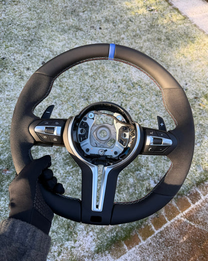 Steering Wheel for BMW F Series - Half Leather / Half Alcantara (Blue)