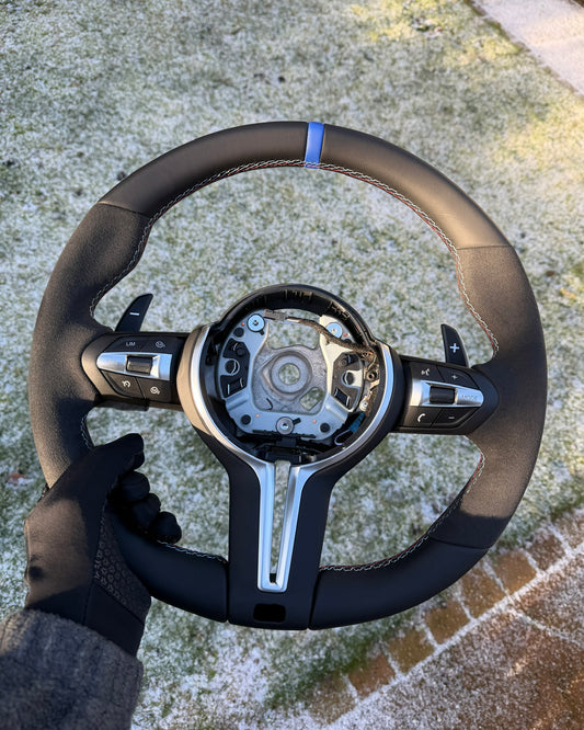Steering Wheel for BMW F Series - Half Leather / Half Alcantara (Blue)