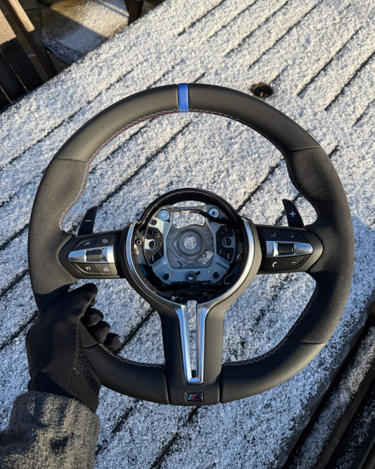 Steering Wheel for BMW F Series - Half Leather / Half Alcantara (Blue)