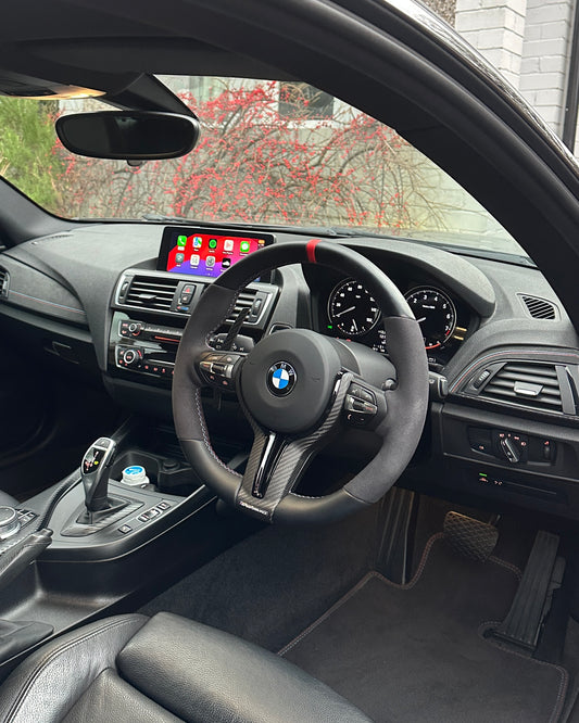 Steering Wheel for BMW F Series - Half Leather / Half Alcantara (Red)