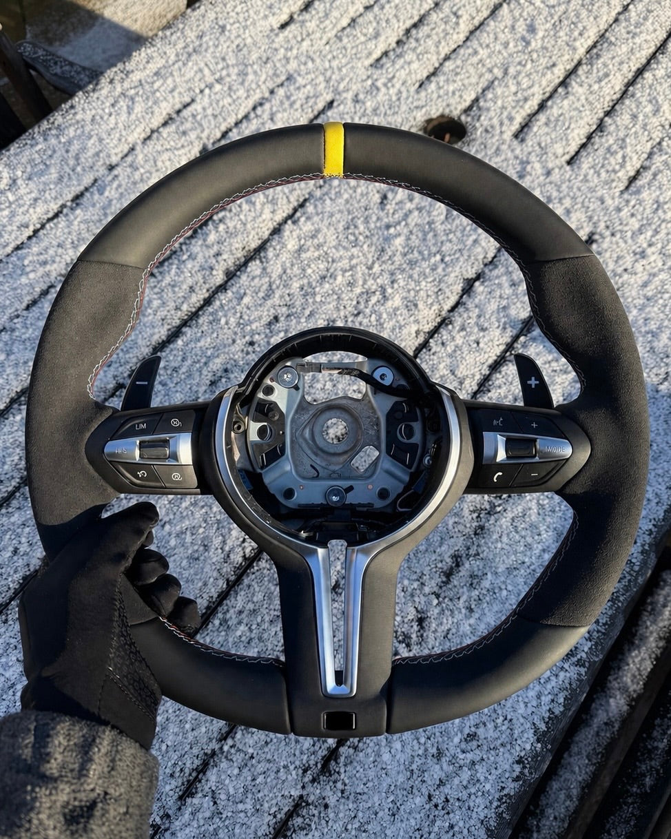 Steering Wheel for BMW F Series - Half Leather / Half Alcantara (Yellow)