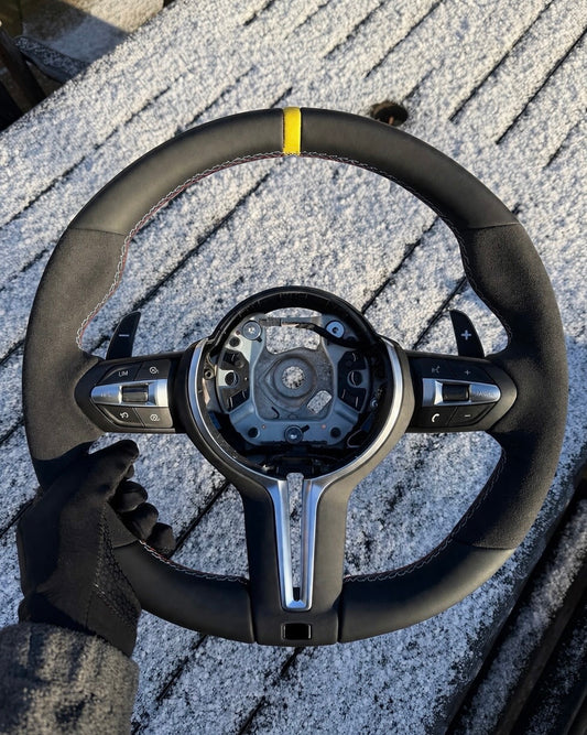 Steering Wheel for BMW F Series - Half Leather / Half Alcantara (Yellow)
