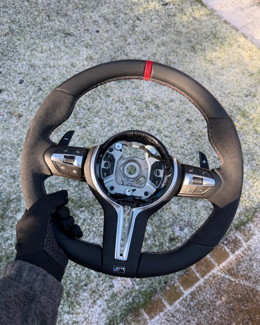 Steering Wheel for BMW F Series - Half Leather / Half Alcantara (Red)