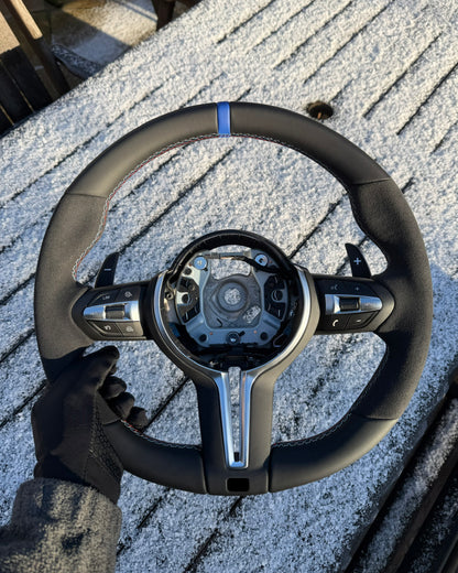 Steering Wheel for BMW F Series - Half Leather / Half Alcantara (Blue)