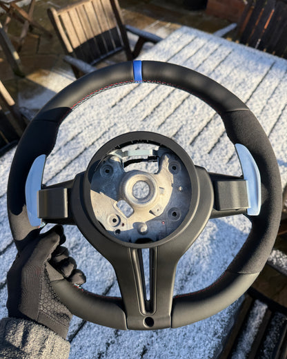 Steering Wheel for BMW F Series - Half Leather / Half Alcantara (Blue)