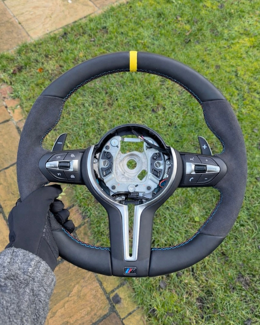 Steering Wheel for BMW F Series - Half Leather / Half Alcantara (Yellow)